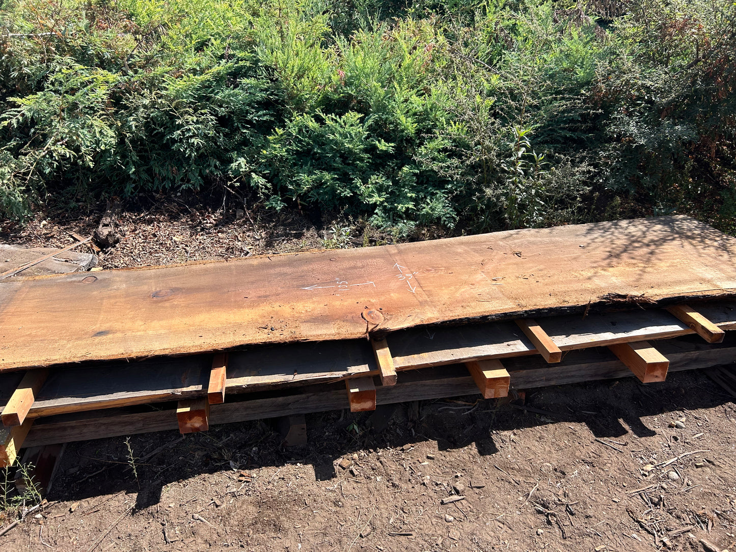2.5"x29"-38"x13' Redwood Slab